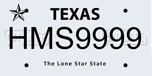 HMS9999 Texas License Plate