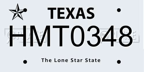 HMT0348 Texas License Plate
