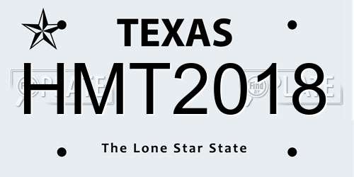 HMT2018 Texas License Plate