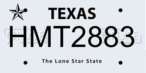 HMT2883 Texas License Plate