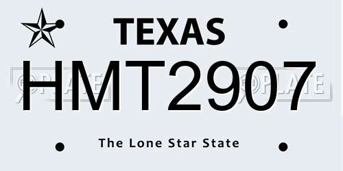 HMT2907 Texas License Plate