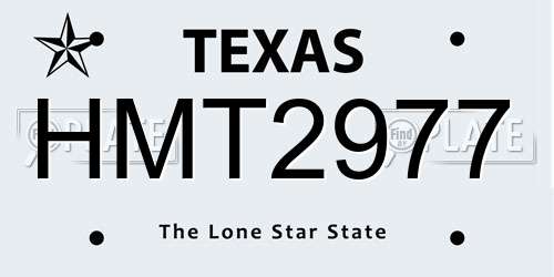 HMT2977 Texas License Plate