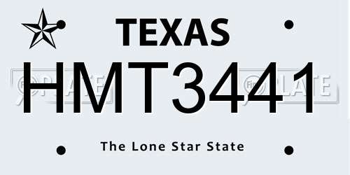 HMT3441 Texas License Plate