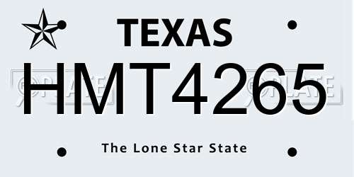 HMT4265 Texas License Plate