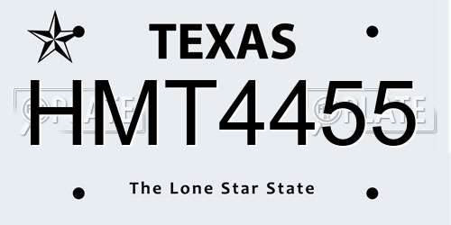 HMT4455 Texas License Plate