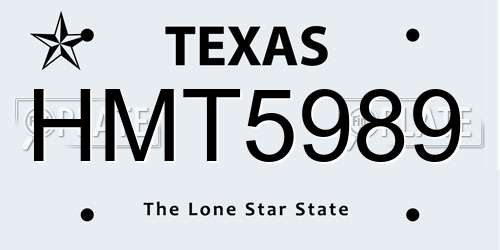 HMT5989 Texas License Plate