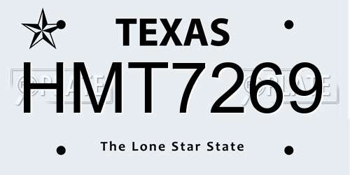 HMT7269 Texas License Plate