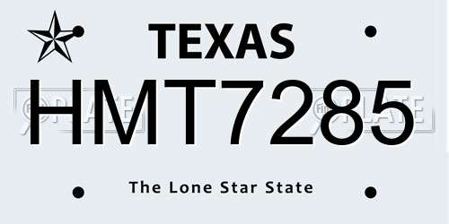 HMT7285 Texas License Plate