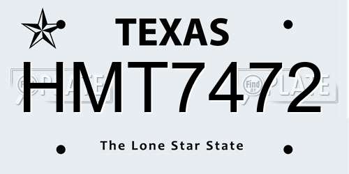 HMT7472 Texas License Plate