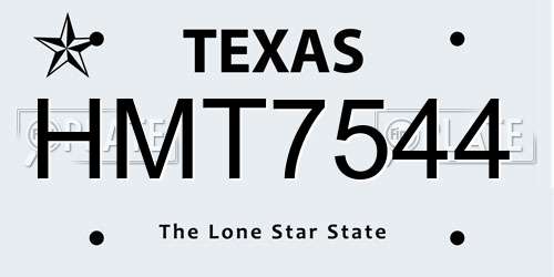 HMT7544 Texas License Plate