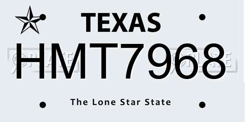 HMT7968 Texas License Plate