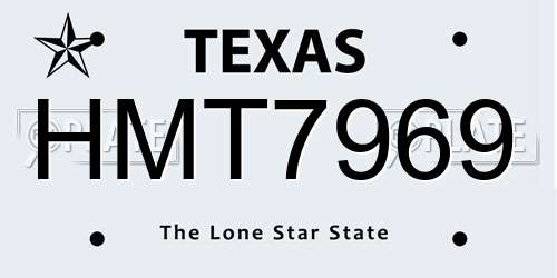 HMT7969 Texas License Plate