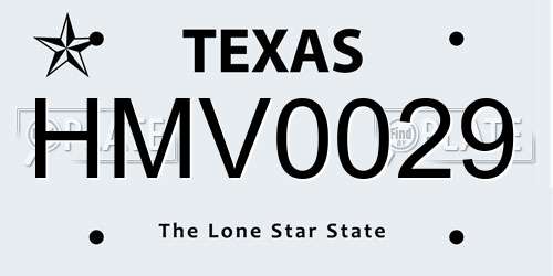 HMV0029 Texas License Plate