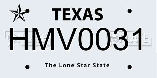 HMV0031 Texas License Plate