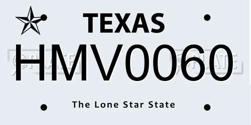 HMV0060 Texas License Plate
