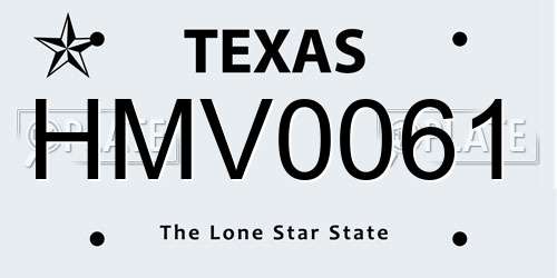 HMV0061 Texas License Plate