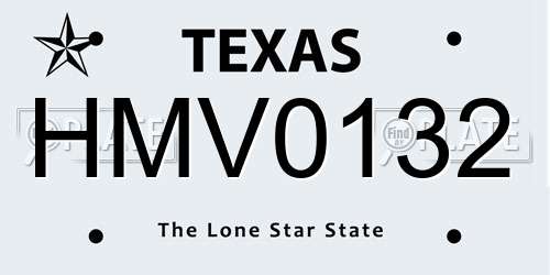 HMV0132 Texas License Plate