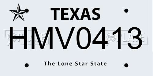 HMV0413 Texas License Plate