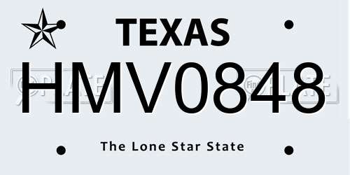 HMV0848 Texas License Plate