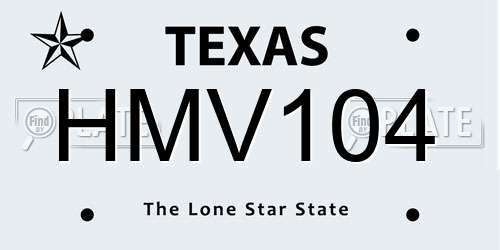 HMV104 Texas License Plate