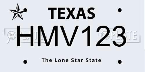 HMV123 Texas License Plate