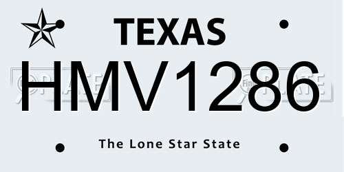 HMV1286 Texas License Plate