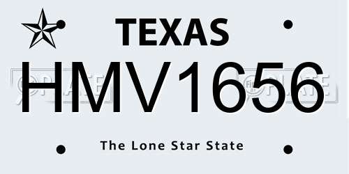 HMV1656 Texas License Plate