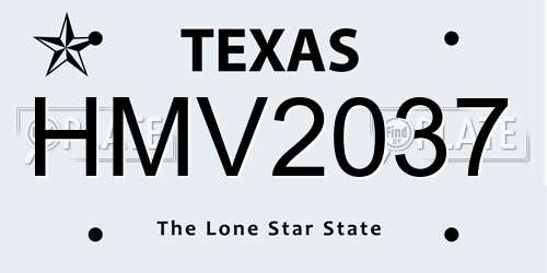 HMV2037 Texas License Plate