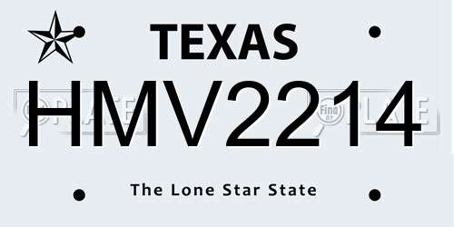 HMV2214 Texas License Plate