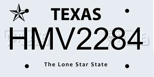 HMV2284 Texas License Plate