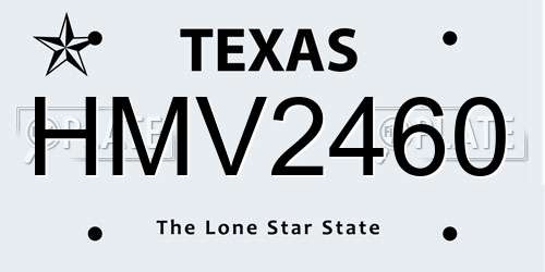HMV2460 Texas License Plate