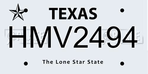 HMV2494 Texas License Plate