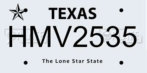 HMV2535 Texas License Plate