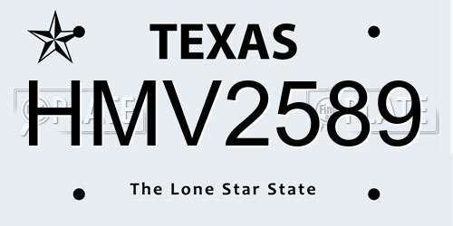 HMV2589 Texas License Plate