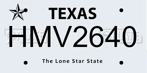 HMV2640 Texas License Plate