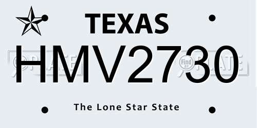 HMV2730 Texas License Plate