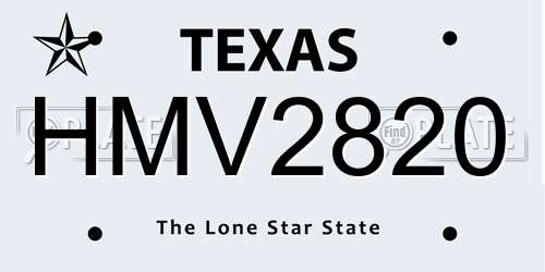 HMV2820 Texas License Plate