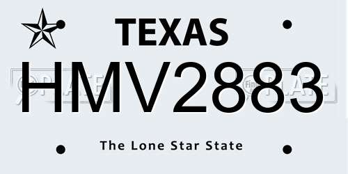 HMV2883 Texas License Plate