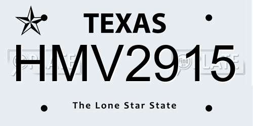 HMV2915 Texas License Plate