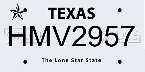 HMV2957 Texas License Plate