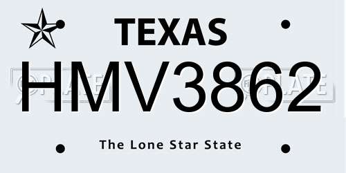 HMV3862 Texas License Plate