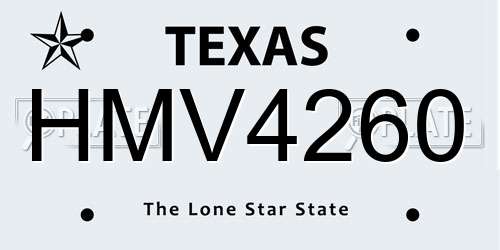 HMV4260 Texas License Plate