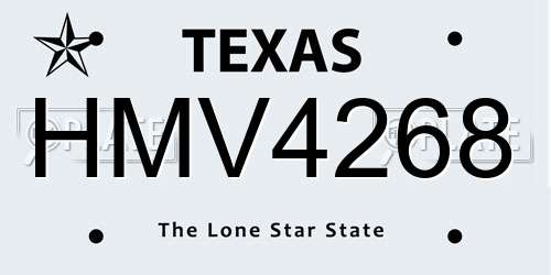 HMV4268 Texas License Plate