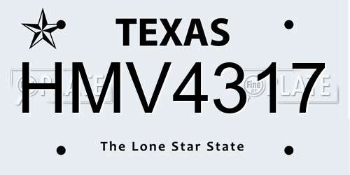 HMV4317 Texas License Plate