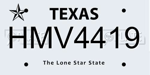 HMV4419 Texas License Plate