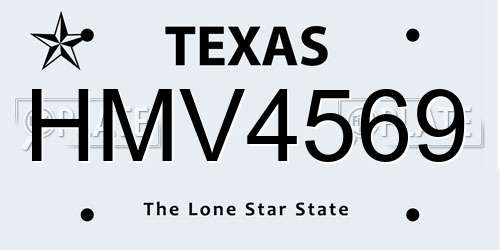 HMV4569 Texas License Plate