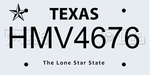 HMV4676 Texas License Plate