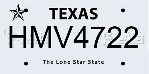 HMV4722 Texas License Plate