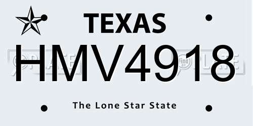 HMV4918 Texas License Plate