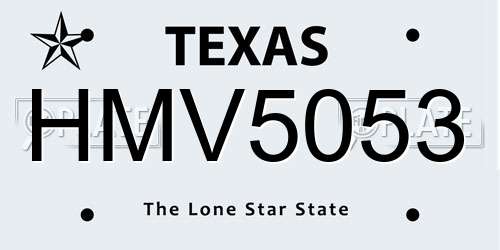 HMV5053 Texas License Plate